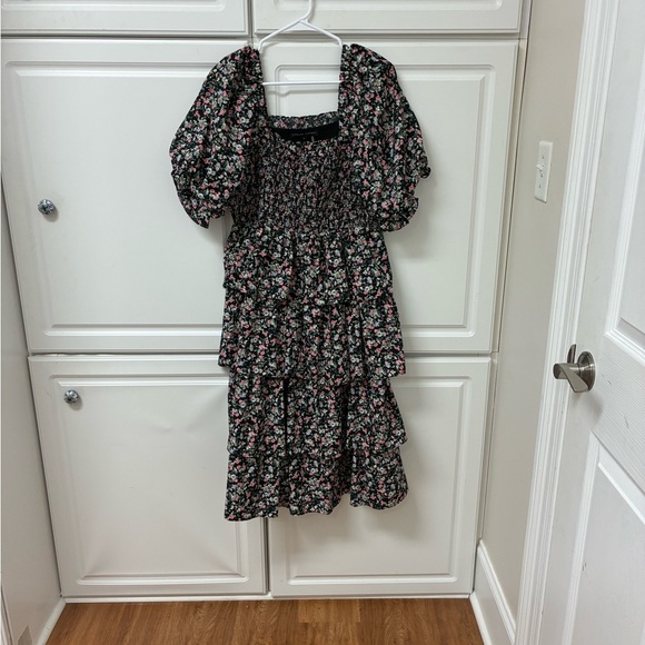 English Factory Black Floral Midi Dress - Picture 1 of 4